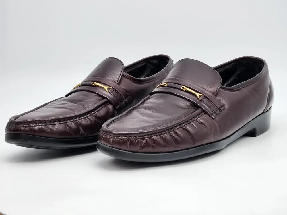 Florsheim FLS Brown Leather Slip On Gold Horse Bit Loafers Old Money Size 9